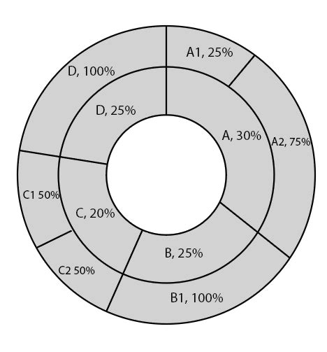 Microsoft Excel Sunburst Chart Displaying Percentages Of