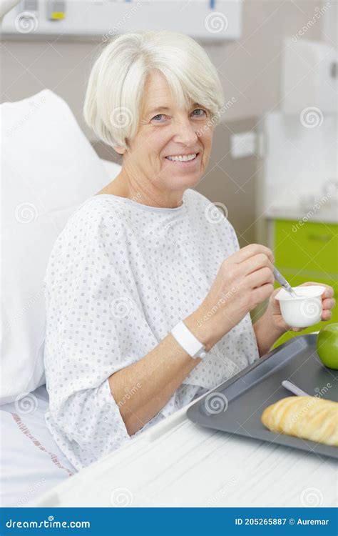 Senior Female Patient Having Lunch In Hospital Stock Image Image Of