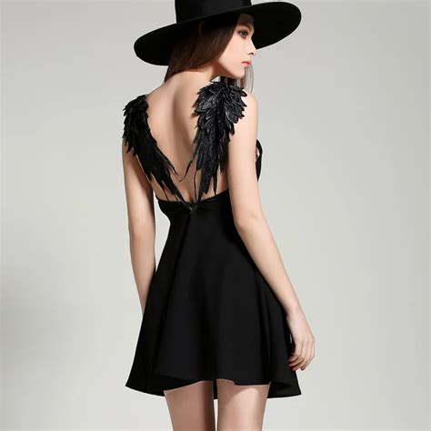 summer black white lace angel wings dress 2018 casual slim sexy backless beach dresses women