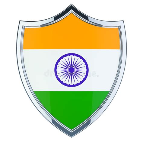 Shield With Indian Flag 3d Rendering Stock Illustration Illustration