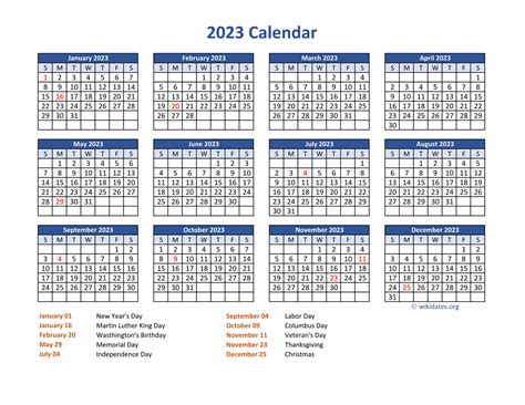 Pdf Calendar 2023 With Federal Holidays