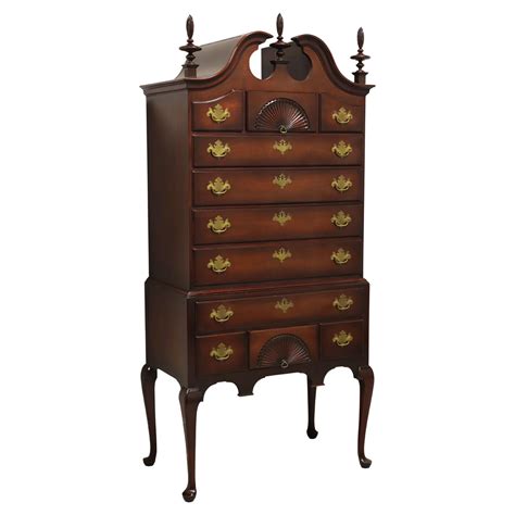 Superb American Queen Anne Curly Maple Highboy Chest Of Drawers Circa