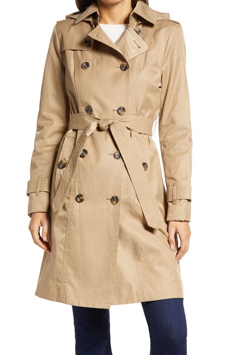 London Fog Double Breasted Trench Coat With Removable Hood Nordstrom