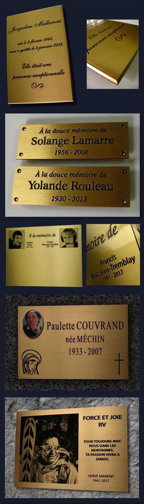 Plaque Funéraire Gravée En Bronze Laiton Et En Inox Plaques Dumas