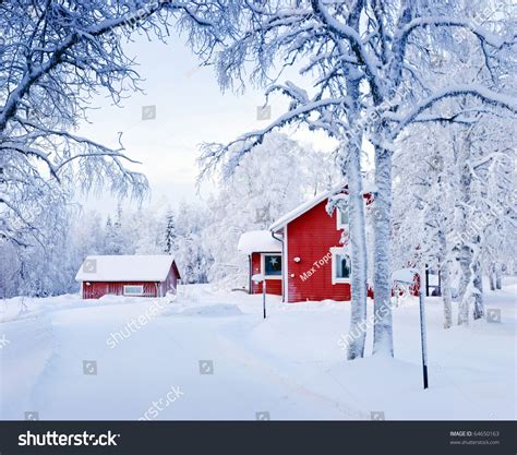 Red House Snow Fairy Forest Finland Stock Photo Edit Now 64650163