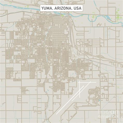 Yuma Arizona Us City Street Map Digital Art By Frank Ramspott