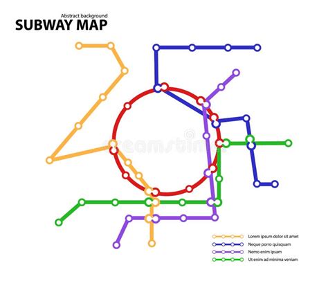 subway map template of fictional town public transport scheme for underground transition road