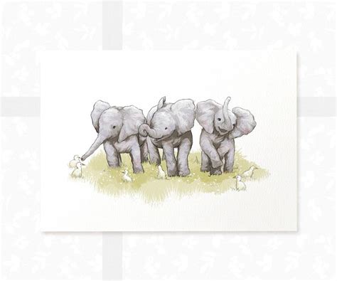 Set Von 6 Baby Elefant Prints Kinderzimmer Safari Dekor Etsy