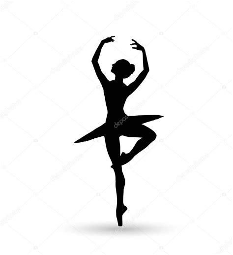 Ballerina Dance Girl Silhouette Isolated On White Background