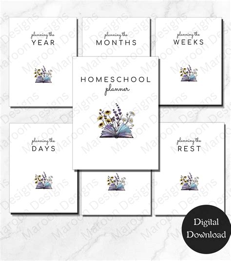 Minimalist Homeschool Planner Bundle, Printable Homeschool Planner