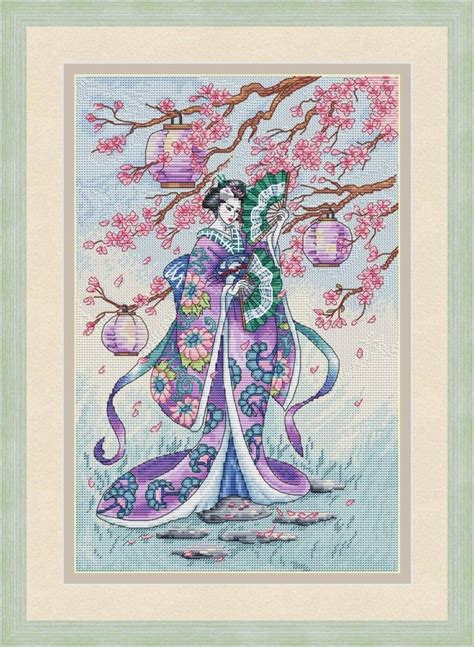 46 (stitches only, no surrounding buffer) stitches h: Geisha Cross Stitch Pattern PDF Instant Download Spring ...