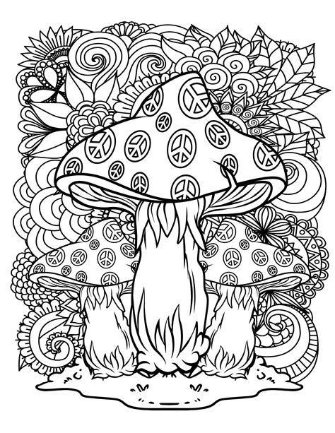 Stoner Trippy Coloring Pages / Digital Download / Magic Mushrooms