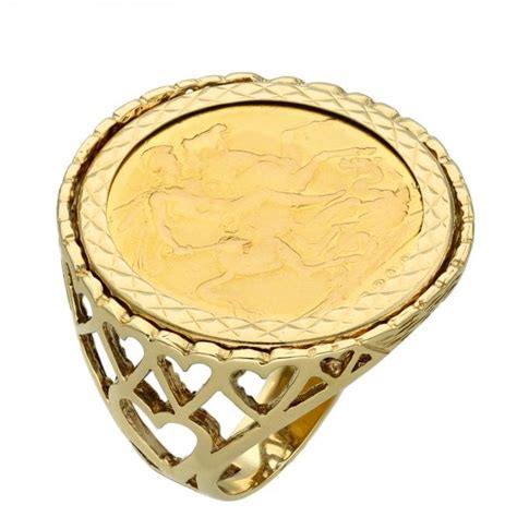 1890 Yellow Gold Full Sovereign Coin Mounted Ring Miltons Diamonds