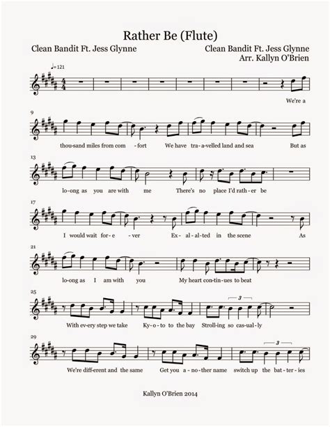 Flute Sheet Music Rather Be Sheet Music