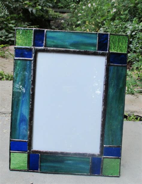 Stained Glass Frame For 5 X 7 Photo Etsy Stained Glass Frames