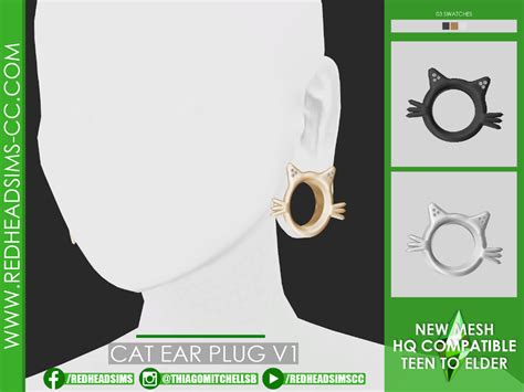 Cat Ear Plug In 2020 Sims 4 Piercings Sims 4 Sims Cc