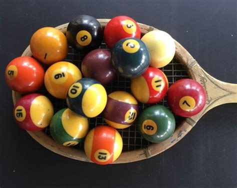 Vintage Bakelite Pool Ballscomplete Set Billiard Game Etsy