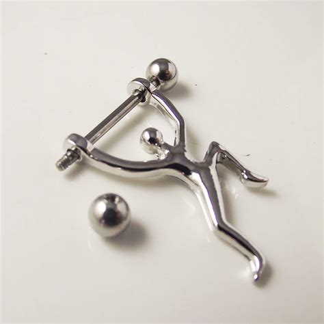 2piece 316l Stainless Steel Sexy Human Figure Rings Nipple Ring Barbell