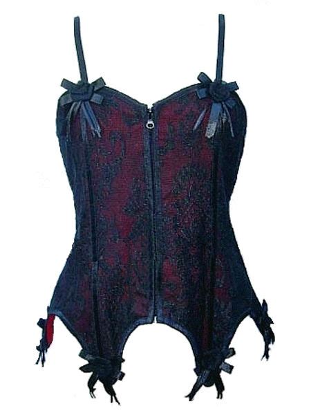 Black And Red Gothic Basque With Roses Womens Gothic