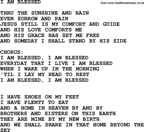 Country Southern And Bluegrass Gospel Song I Am Blessed Lyrics