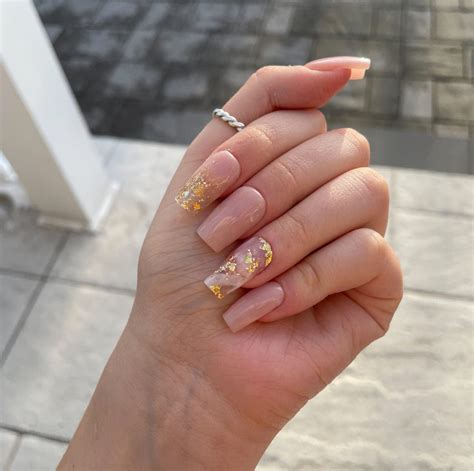 Nude Gold Custom Press On Nails Foil Effect Nails Fashion My XXX Hot Girl