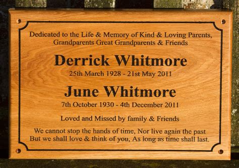 A Beautiful Oak Memorial Plaque With Indented Line Border Size 420 X