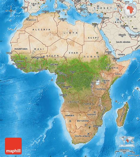 Satellite Map Of Africa Shaded Relief Outside