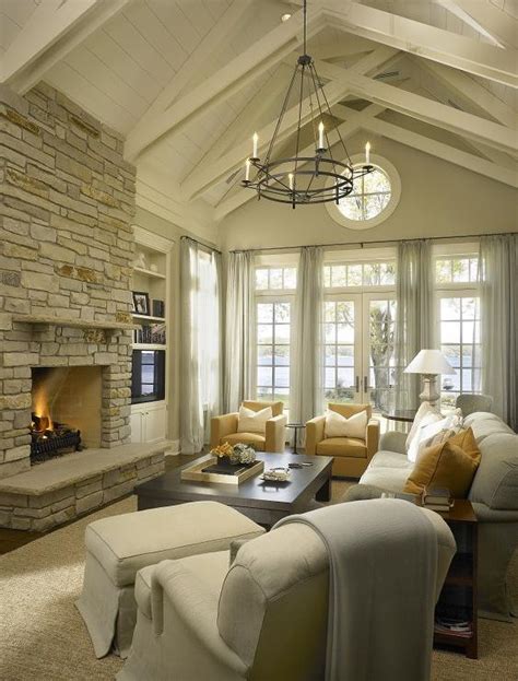 Find vaulted ceiling decorating ideas and inspiration to add to your own home. Floor to Ceiling Brick Fireplace - Transitional - living ...