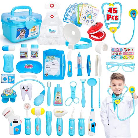 Steam Life Toy Doctor Kit For Kids Doctor Playset 45pcs Dentist Kit