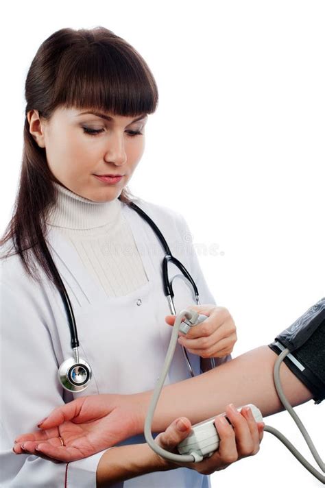 Doctor Measuring Patient Blood Pressure Stock Image Image Of Assist
