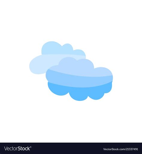 Flat Blue Cloud Sky Icon Isolated Royalty Free Vector Image