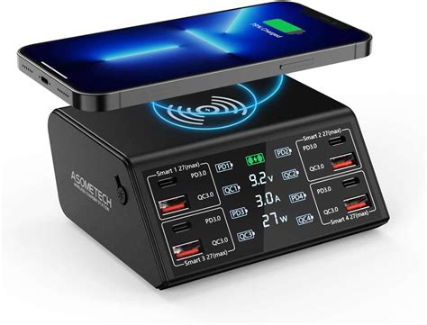USB Charger ASOMETECH W Port Multiple USB Charging Station With Quick Charge USB