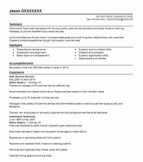 A career as a service advisor places an individual in a position of authority. Auto Service Advisor Resume Sample | Advisor Resumes ...