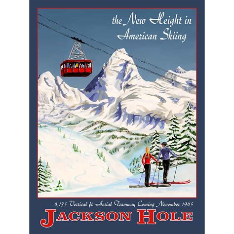 Jackson Hole Vintage Art Deco Ski Poster