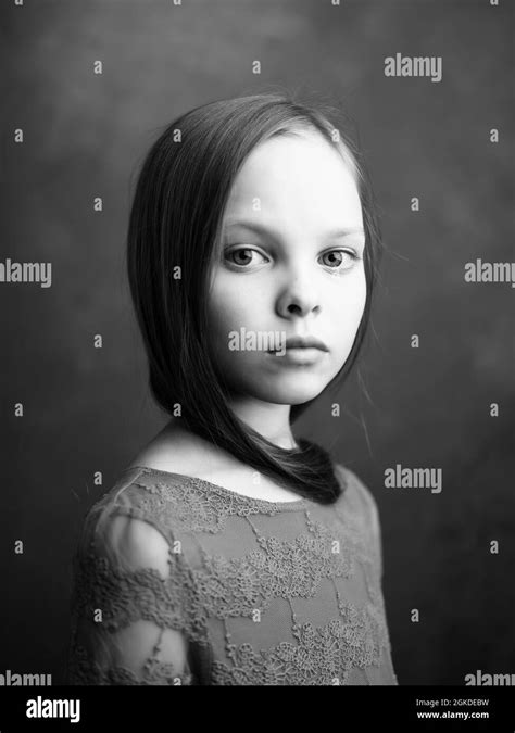 Cute Little Girl Only View Cropped View Studio Stock Photo Alamy