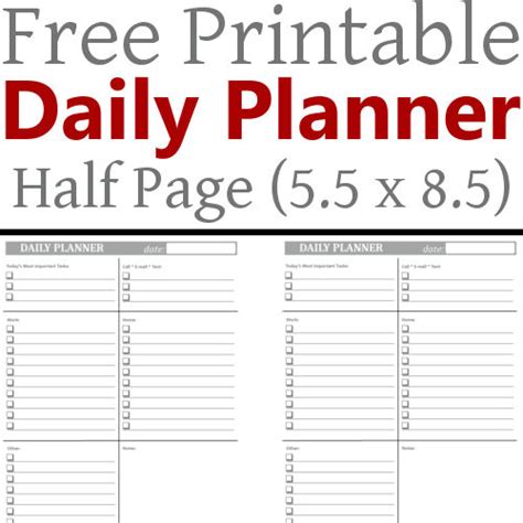 Queda estrictamente prohibido la copia, distribución, venta en cualquier formato y cualquier tipo de uso comercial con estos materiales. Daily Planner (5.5 x 8.5) - Free Printable - DIY Home ...