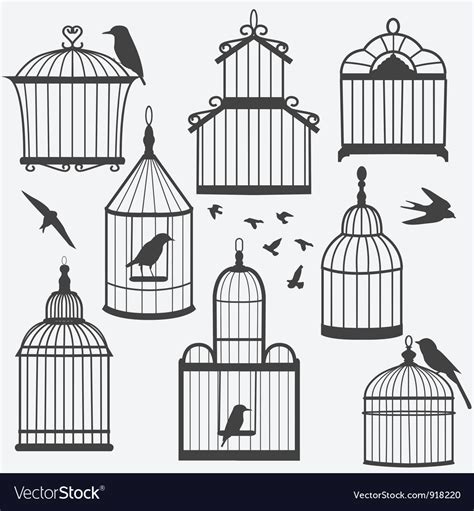 Bird Cages Silhouette Royalty Free Vector Image