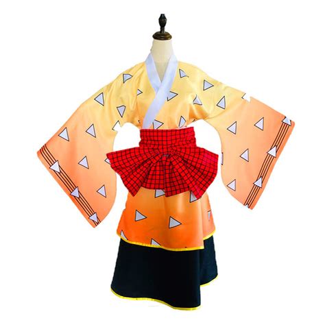 Female Zenitsu Cosplay Demon Slayer Cos Agatsuma Zenitsu Maid Costume