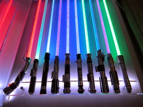 Wall mounts that are designed for lightsabers with blades typically include a base and at least one clip to secure the blade to wall. Club Dooku: lightsaber display (LED back-lit hilts)