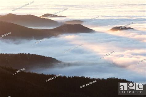 Ridges Of Mala Fatra Mountain Range Shrouded In Low Clouds Slovakia