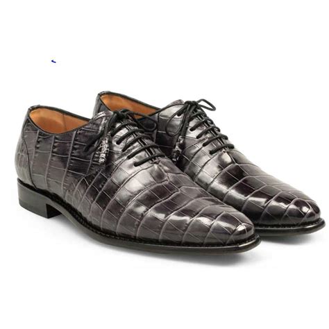 Mezlan Grey Genuine Alligator Plain Toe Oxford Shoes 4291 J 1169