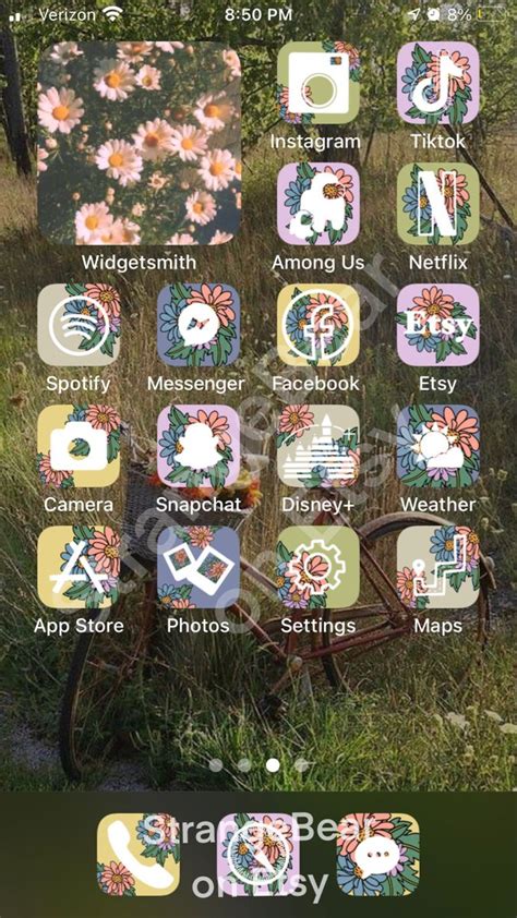 Spring Cottagecore flowers ios 14 app icons pack | Etsy in 2021 | Phone