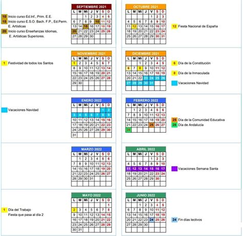 Calendario Escolar Del Curso 2021 2022 En Sevilla Festivos Puentes Y