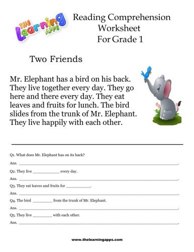 Share First Grade Reading Comprehension Reading Comprehension