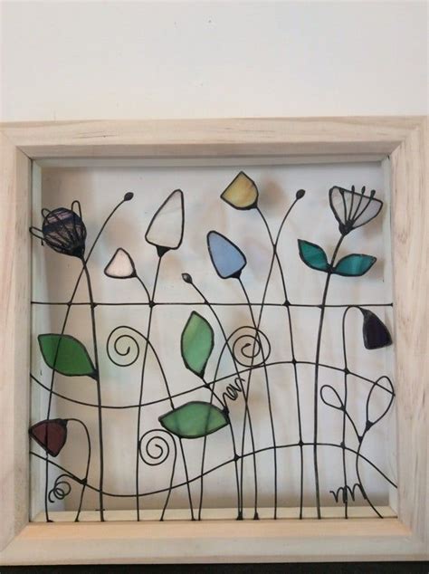 Wildflower Meadow Framed Stained Glass And Wire Window Etsy Stained Glass Flowers Stained