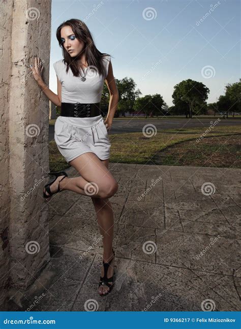 Woman Leaning On A Wall Stock Image Image Of Supermodel 9366217