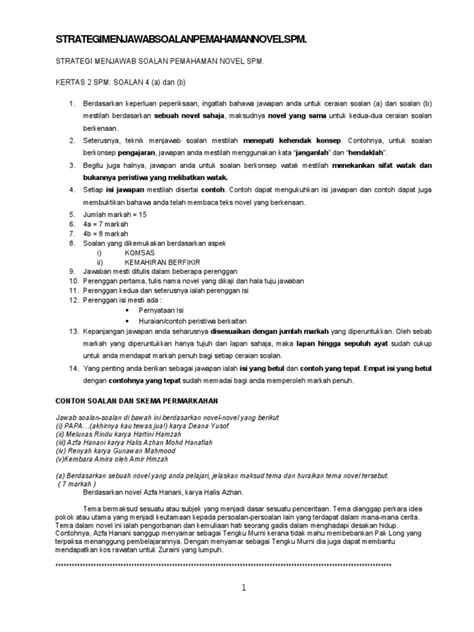 Contoh Jawapan Novel Tema  malakowes