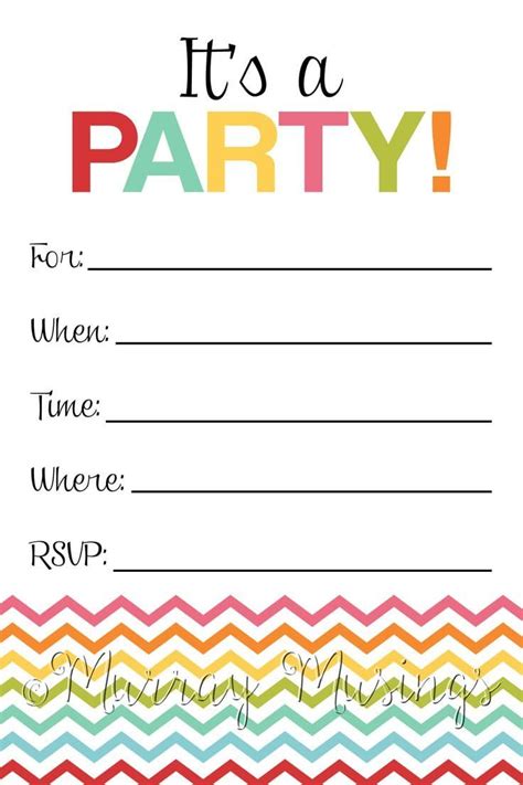 Blank Party Invitations Party Invite Template Birthday Party
