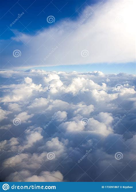 Beautiful Photo Of Flying Above The Clouds In The Blue Sky Stock Image