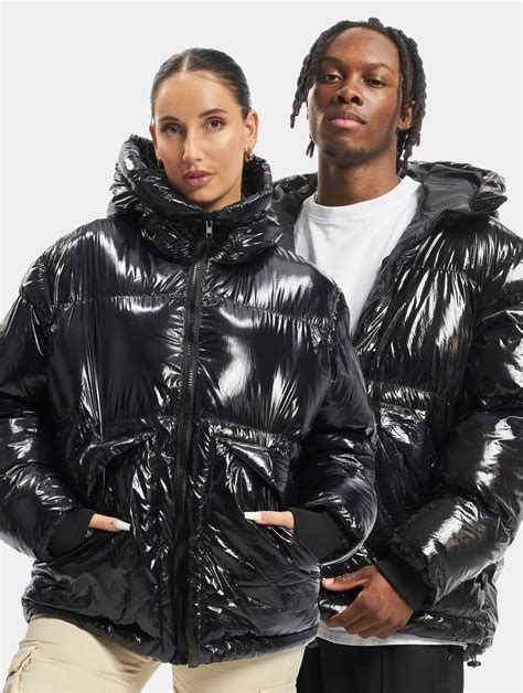 shiny black puffer jacket women